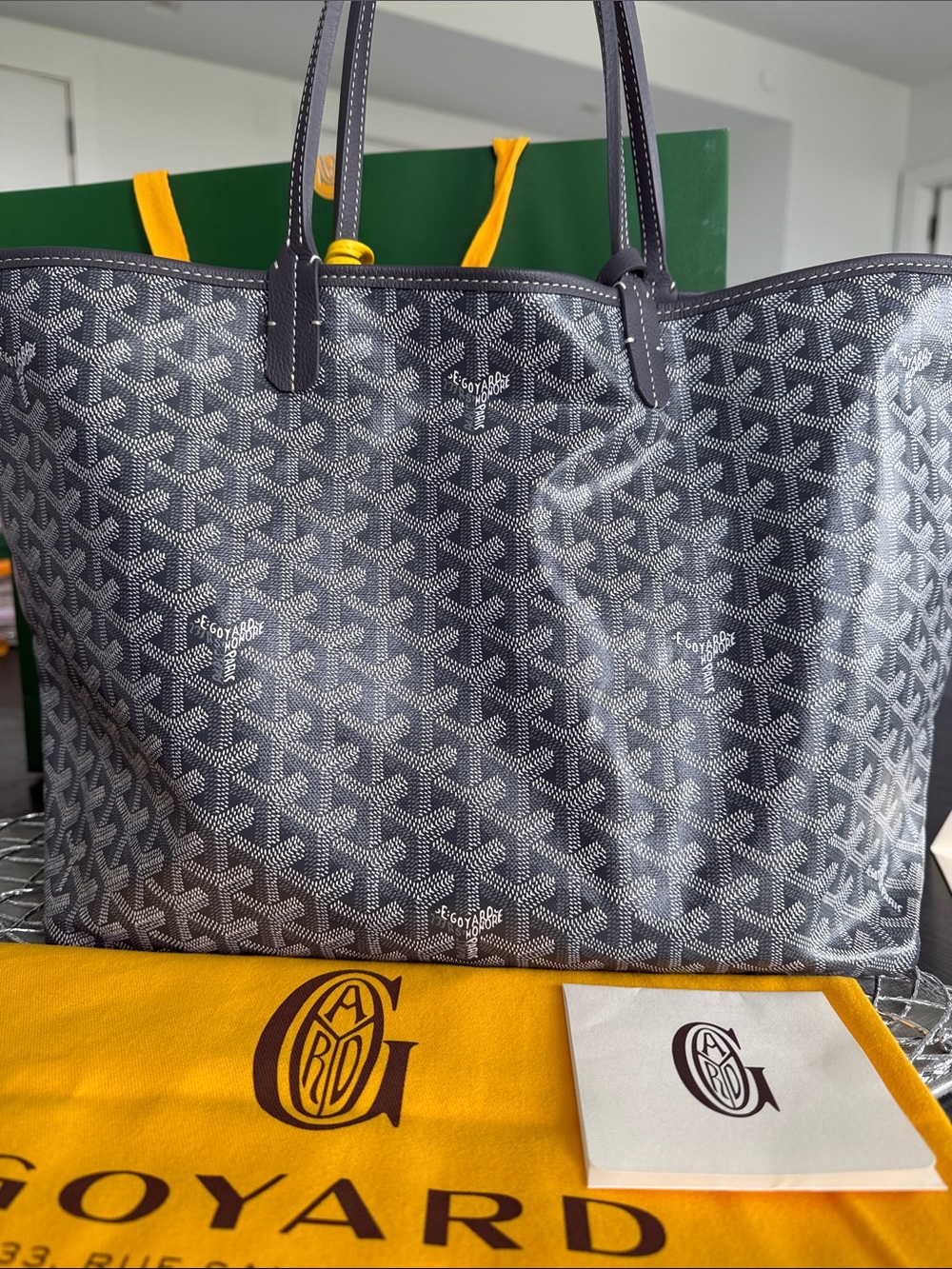 Goyard Gray St. Louis Tote with Purple Horse Charm - Picture 8 of 9
